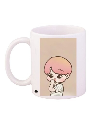 Cartoon Printed Coffee Mug White/Brown/Beige 11ounce