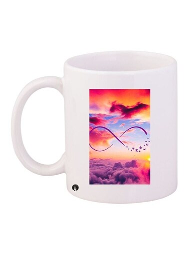 Skyline Clouds Printed Coffee Mug White/Orange/Blue 11ounce