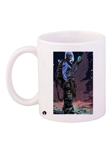 Printed Coffee Mug White/Purple/Blue 11ounce