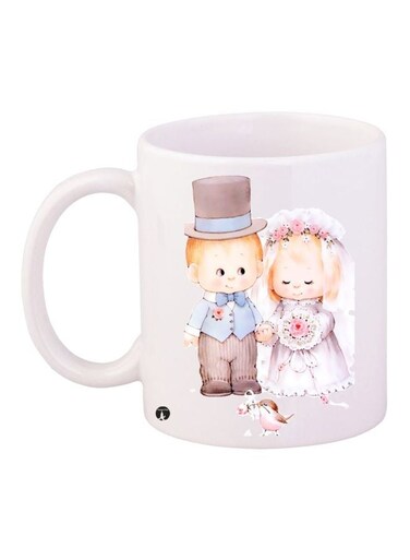 Baby Wedding Printed Coffee Mug White/Blue/Beige 11ounce