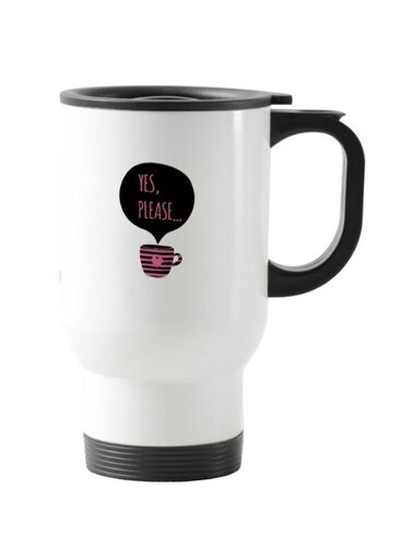 Word Printed Travel Mug White 13centimeter