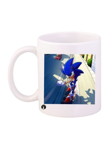Sonic Video Game Printed Mug White/Black Standard Size