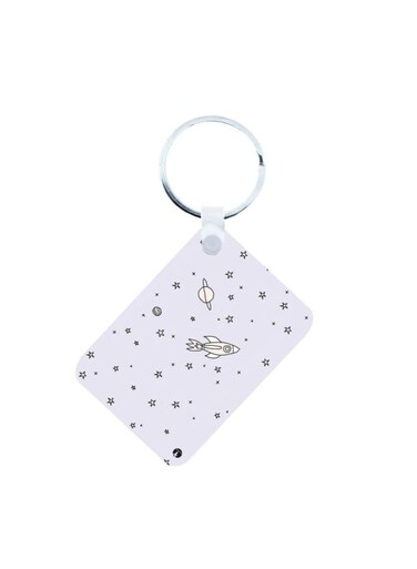 Space Printed Keychain Blue/Beige