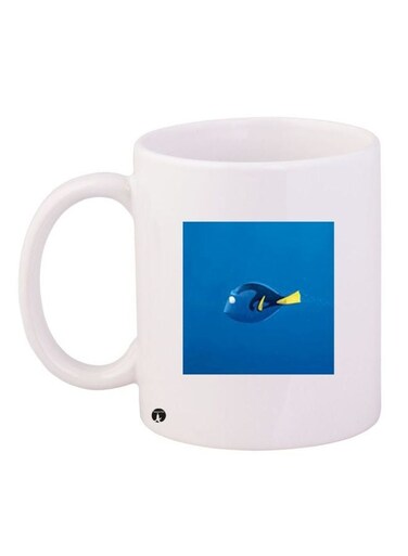 Dory Cartoon Printed Ceramic Coffee Mug White/Blue/Yellow 11ounce