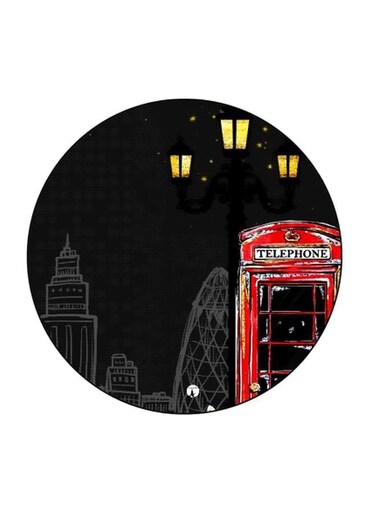 Telephone Booth Printed Fridge Magnet Black/Red/Yellow 5.5cm