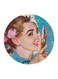 Women Printed Fridge Magnet Blue/Beige/Brown 5.5cm