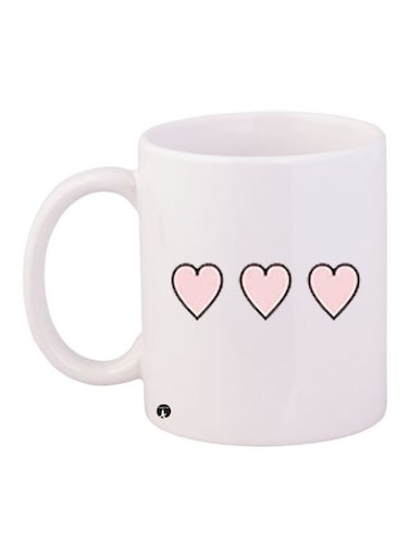 Heart Printed Coffee Mug White/Pink/Black