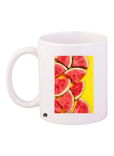 Watermelon Printed Coffee Mug White/Red/Yellow 11ounce