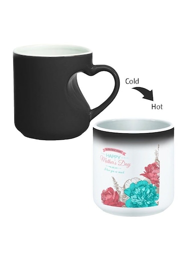 Happy Mothers Day Printed Magic Coffee Mug With Inner Heart Handle Black 11ounce