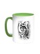 Face Of A Tiger Printed Coffee Mug Green/White 11ounce