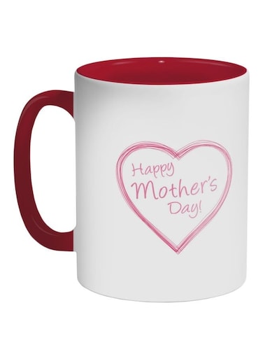 Happy Mother's Day Printed Ceramic Coffee Mug Red/White/Pink 325ml