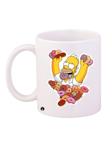 Cartoon Printed Coffee Mug White/Yellow/Brown