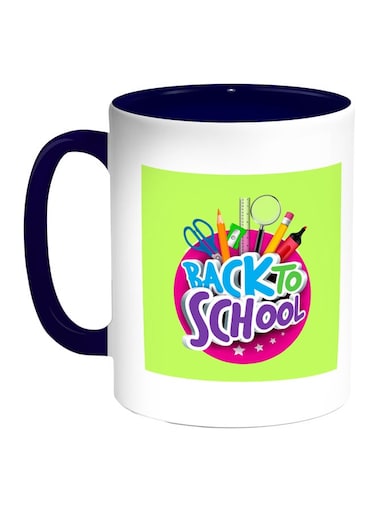 Back To School Printed Coffee Mug Blue/White/Light Green