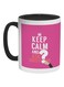 Keep Calm And Ask Question Printed Coffee Mug Black/White/Pink 325ml