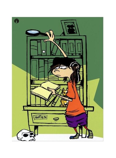Boy With Book Shelf Theme Printed Plate Green/Black/Orange 20x15cm