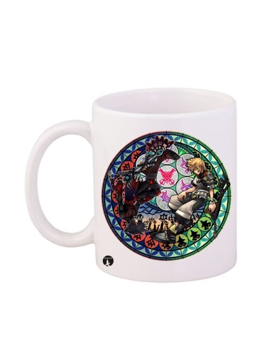 Kingdom Hearts Video Game Printed Mug White/Blue/Green 12ounce