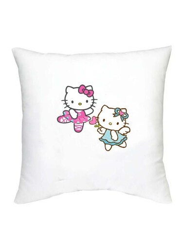 Hello Kitty Printed Decorative Cushion White/Pink/Blue 16x16inch