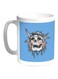 Indian Skull Printed Coffee Mug White/Blue/Grey 11ounce