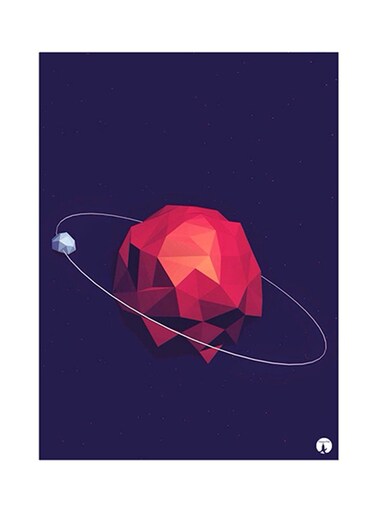 Planet Metal Plate Poster Blue/Red 15 x 20cm