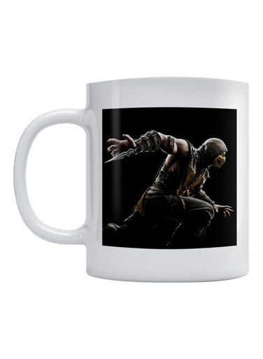 Mortal Kombat Printed Coffee Mug White/Brown/Black 350ml