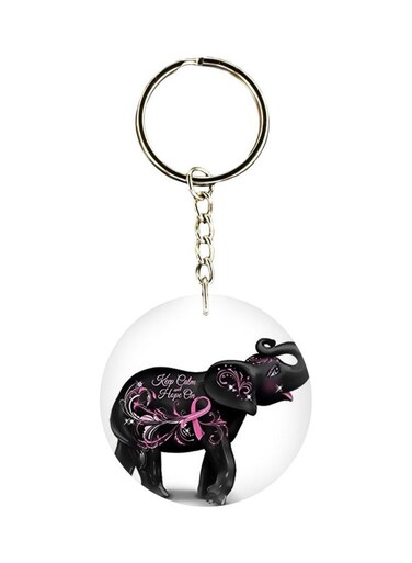 Double Sided Elephant Printed Keychain