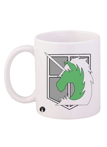 Attack On Titan Printed Mug White/Green/Grey 12ounce