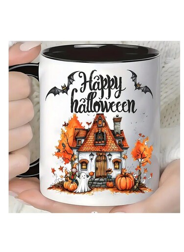 Halloween Gift Themed Ceramic Mug Reusable Coffee Tea &amp; Milk Cup with Fun Prints Perfect Gift for Parents Birthdays &amp; Holidays