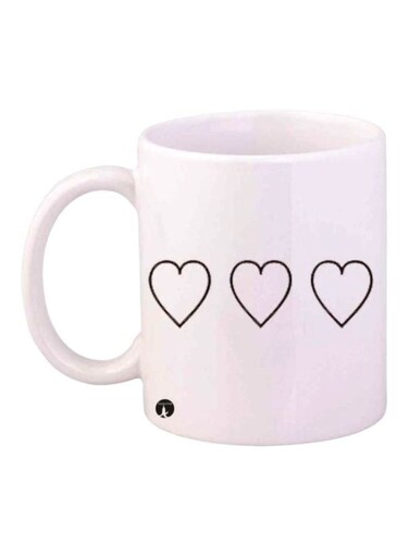 Hearts Printed Coffee Mug White/Black