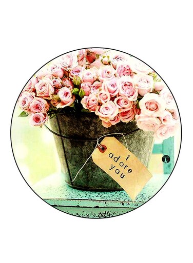 Flowers Printed Fridge Magnet Round Multicolour