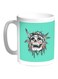 Indian Skull Printed Coffee Mug White/Green/Grey 11ounce