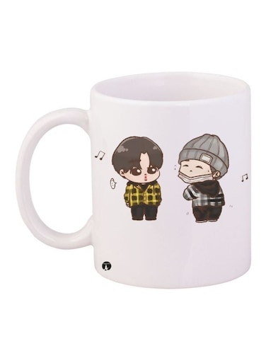 Cartoon Printed Coffee Mug White/Black/Grey 11ounce