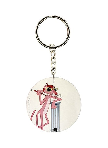 Panther Printed Keychain White/Pink/Silver