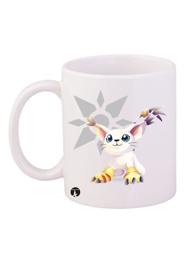 Digimon Printed Mug White/Yellow/Red 12ounce