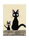 Cats Themed Metallic Plate Beige/Black/Brown 20x15centimeter