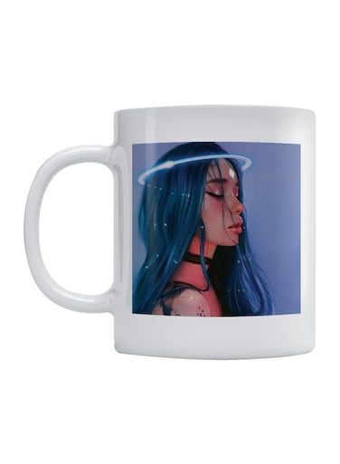 Woman Printed Coffee Mug White/Purple/Blue