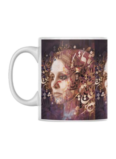 Ceramic Printed Mug Brown/Beige/White