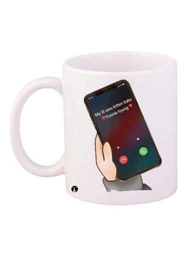 Mobile Printed Coffee Mug White/Black/Green 11ounce