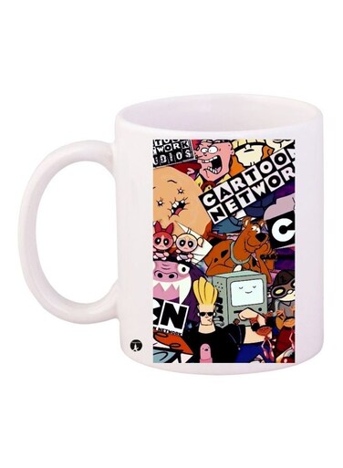 Cartoon Printed Coffee Mug White/Black/Red 11ounce