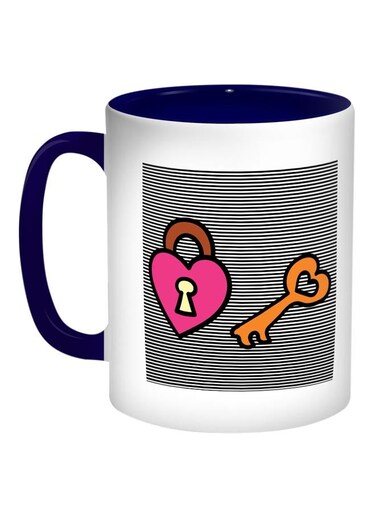 Lock And Key Printed Coffee Mug Pink/Orange/Black
