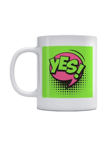 Yes Printed Mug Green/White/Pink