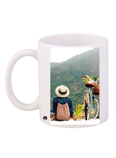 Girl Printed Coffee Mug White/Blue/Green 11ounce