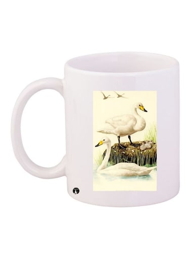 Duck Printed Coffee Mug White/Beige 11ounce