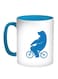 Bear Driving A Bicycle Printed Coffee Mug Blue/White 11ounce