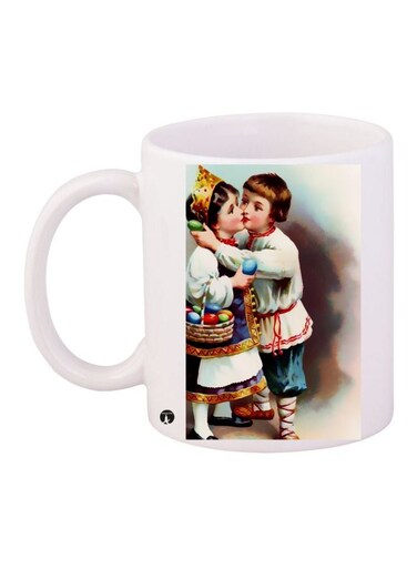 Girl And Boy Printed Coffee Mug White/Yellow/Brown