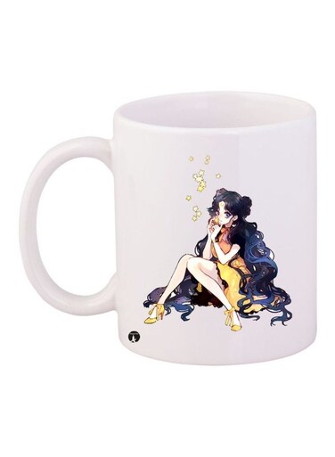 Girl Printed Coffee Mug White/Yellow/Black 11ounce