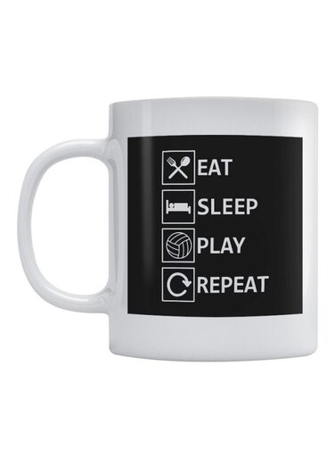 Eat Sleep Play Repeat Printed Ceramic Mug White/Black