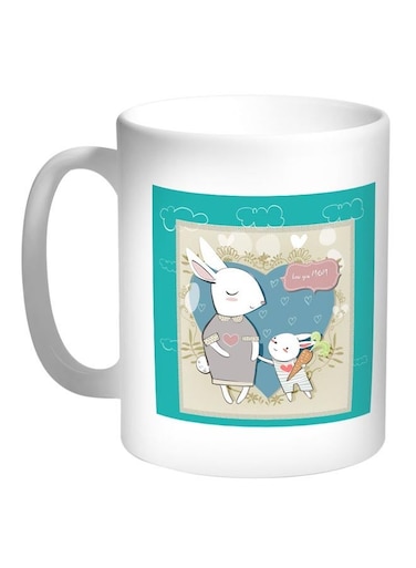 Love You Mom Printed Coffee Mug Blue/White 11ounce