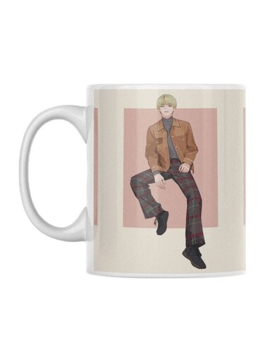BTS Printed Mug White/Pink/Brown 350ml