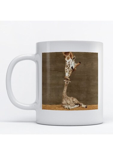 Giraffe Printed Mug White/Brown/Beige