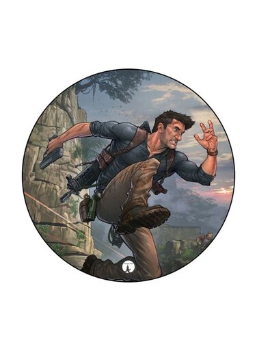 Video Game Uncharted Printed Fridge Magnet Grey/Green/Brown